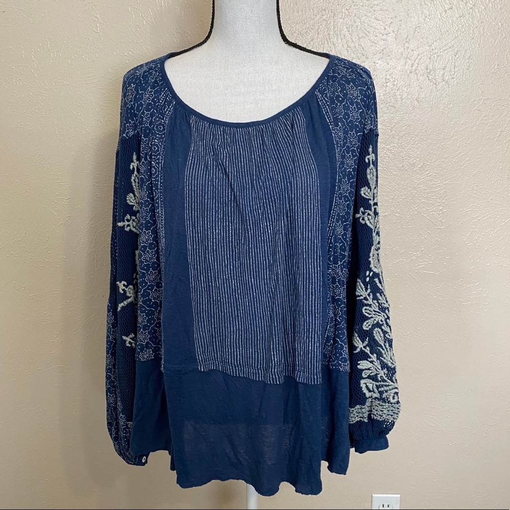 Free People Indigo Dreams Embroidered Mesh Tunic - Picture 5 of 14